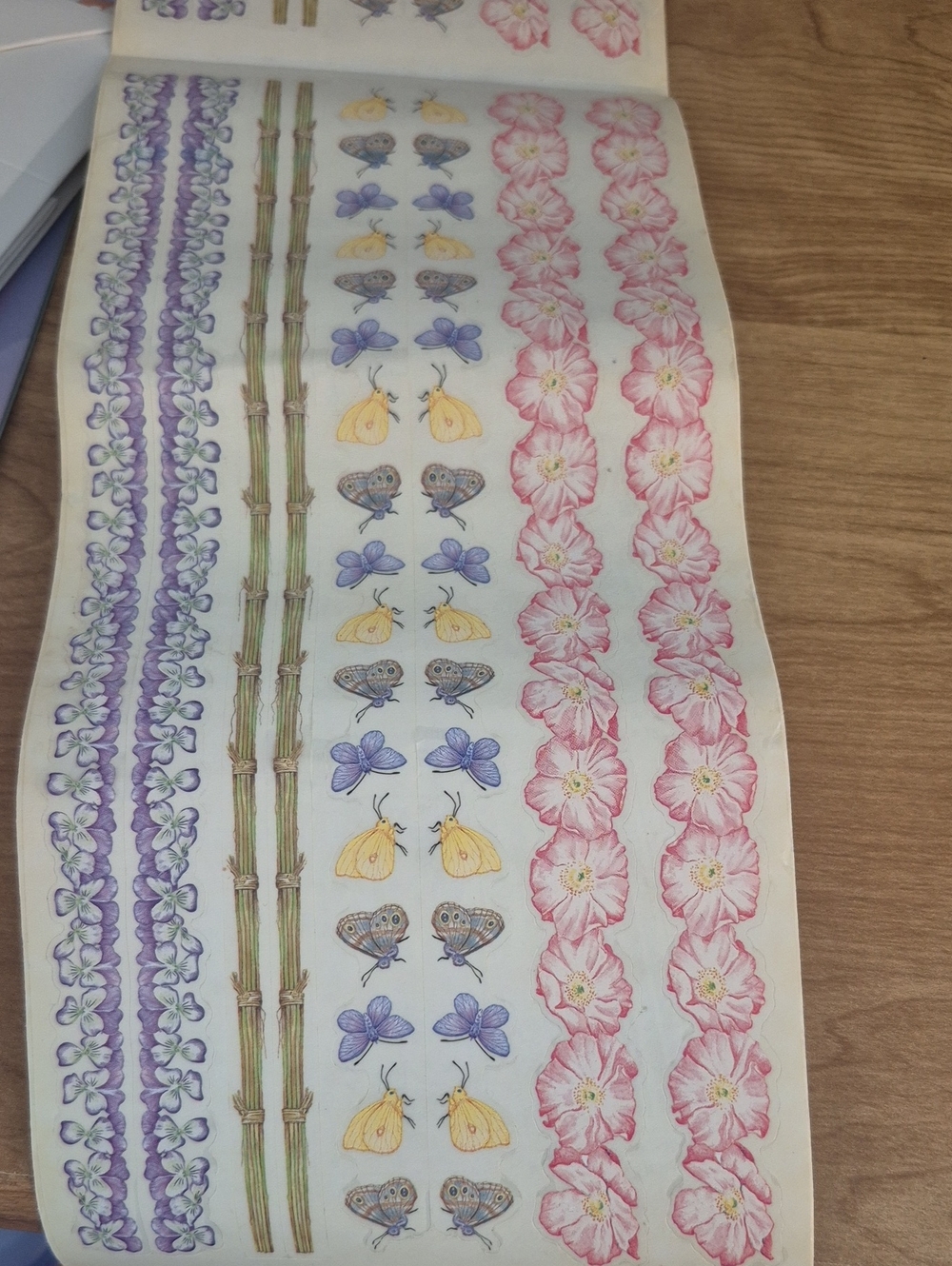 Floral & Butterfly Border Sticker Sheet - Pink, Purple, Yellow, Green